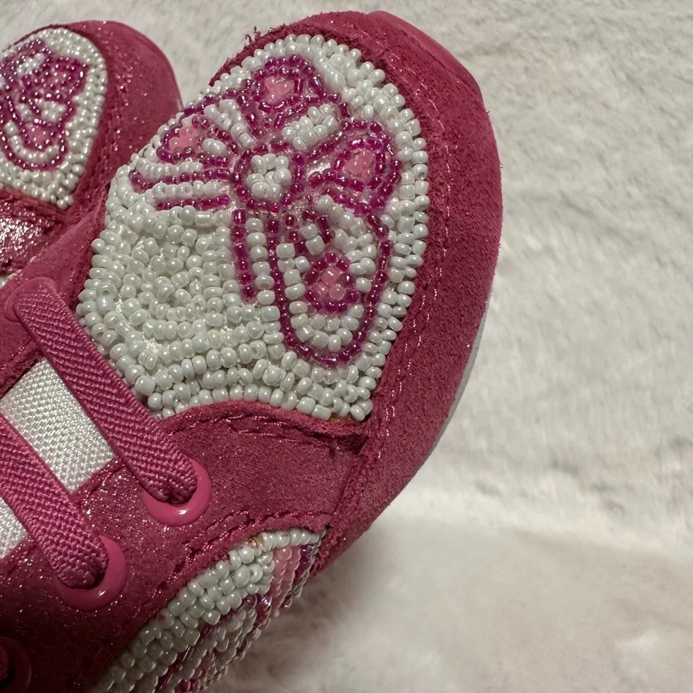 Lelli Kelly Kids Pink and White Butterfly Beaded Sneakers